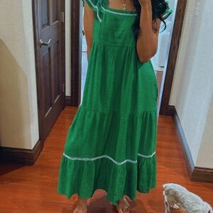 CEFINN Bella tiered linen-blend midi dress